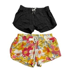 Billabong Dark Grey and Floral Kids Shorts Set size 10Y and 12Y